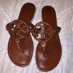 RARE Tory Burch Brown Snake Skin Miller Sandals